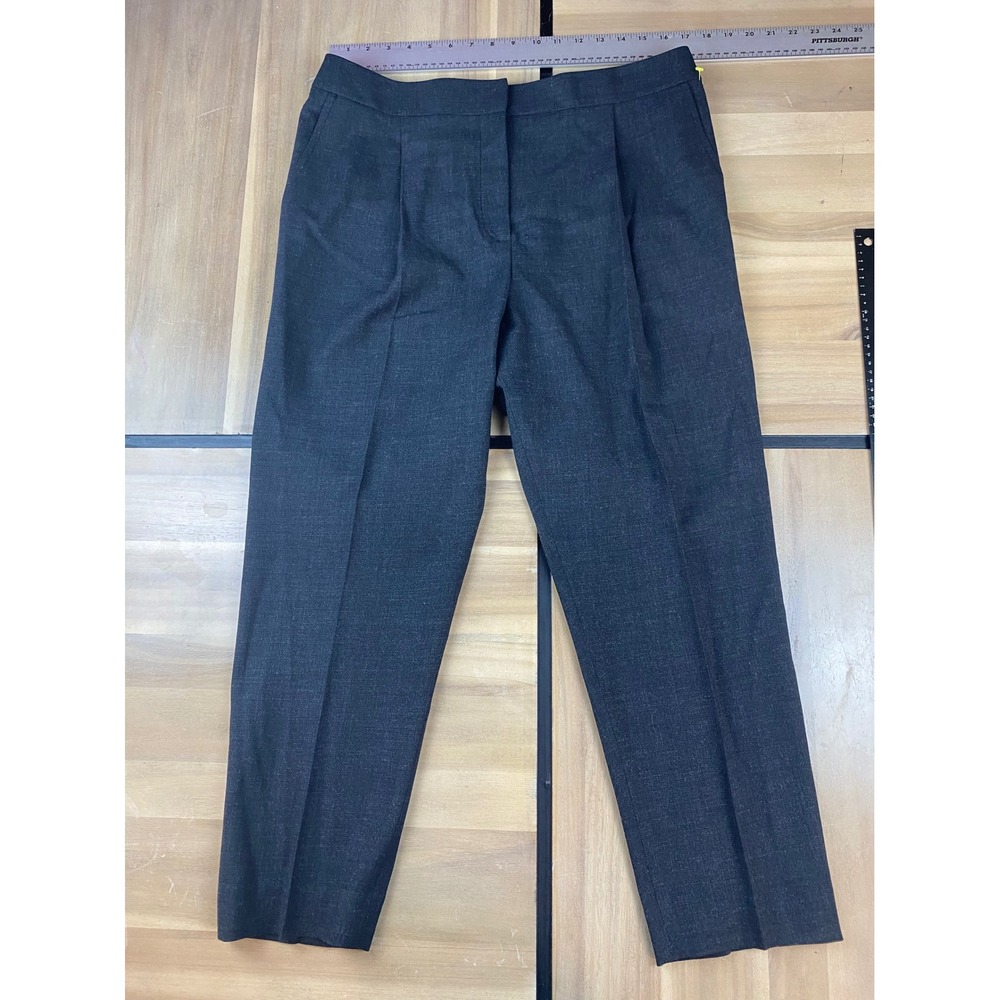 DENNIS MEROTTO Women's Charcoal Wool Blend Pleated Trousers Size 14